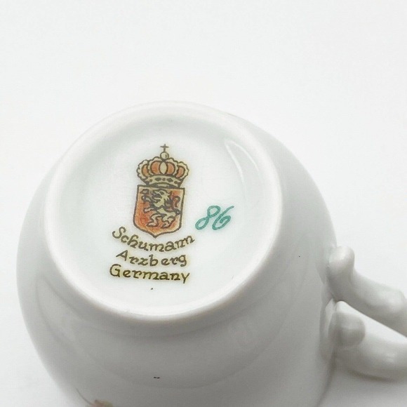 Schumann Arzberg Germany Demitasse Small Child Cup Saucer Set Rose Forget Me Not - Picture 7 of 13